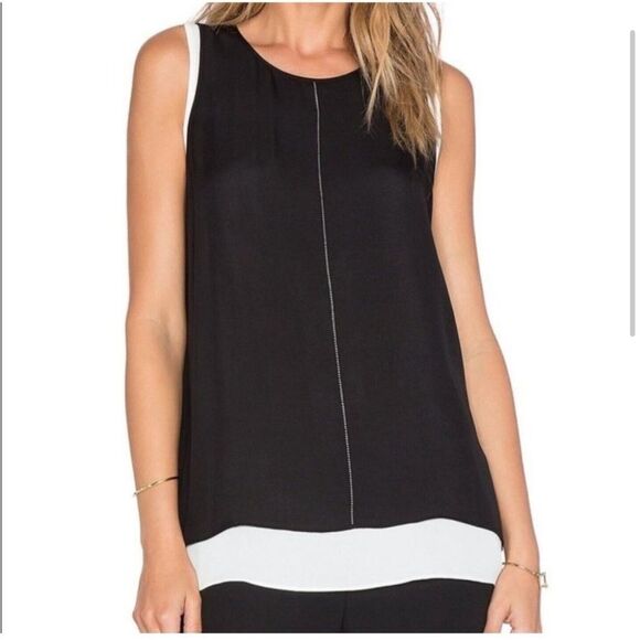 Vince Layered Silk Tank Top Black Size Small - Picture 1 of 7